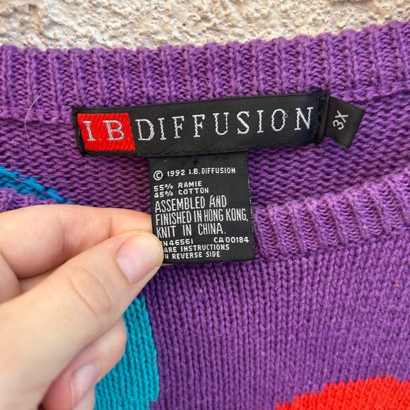 Vintage I.B Diffusion Clowncore Beachball Embroidered Sweater Size 3X - Picture 3 of 4